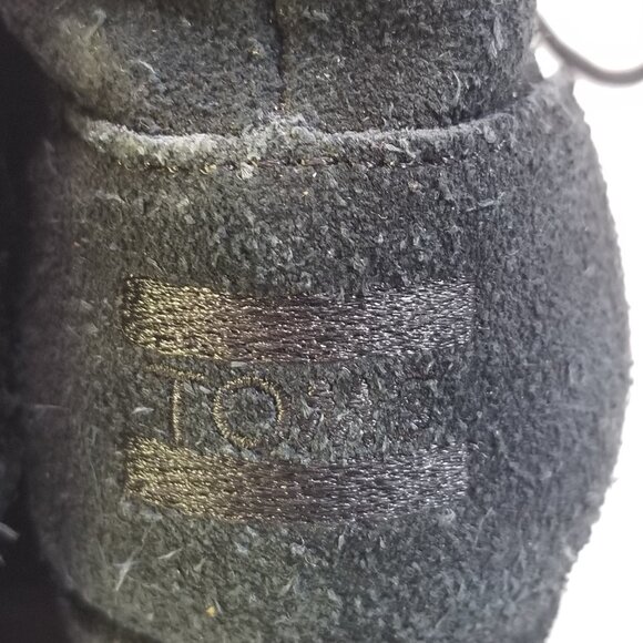 Toms Boots Youth 12 Girls Kala Desert Wedge Ankle Bootie Black Suede - Picture 5 of 8